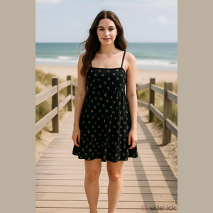 Old Navy Tiered Swing Adjustable Black Strap Dress Women’s Sz S